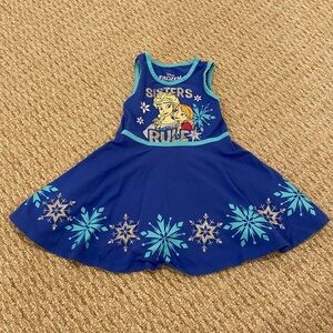 Disney Frozen Toddler Girls Blue Sleeveless Dress Size 2T Sisters Rule